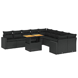 Maison Chic Salon de jardin 11 pcs avec coussins, Ensemble Tables et chaises d'extérieur noir résine tressée -GKD911533