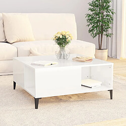 Avis Maison Chic Table basse,Table Console Table d'appoint, Table pour salon blanc brillant 80x80x36,5 cm bois d'ingénierie -MN20299