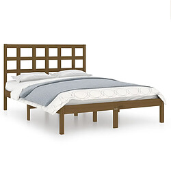 vidaXL Cadre de lit sans matelas marron miel 120x200 cm bois massif