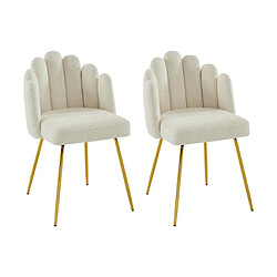 Lot de 2 chaises en tissu bouclette et métal doré - Crème - ALTINAM de Pascal MORABITO