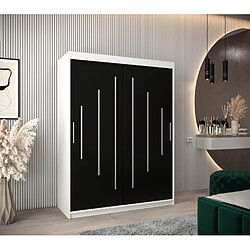 Abiks Meble Armoire YORK À Portes Coulissantes 200/150/62 2 Portes (Blanc/Noir)