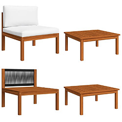 Maison Chic Salon de jardin 2 pcs avec coussins - Table et chaises d'extérieur - Mobilier/Meubles de jardin Moderne Bois d'acacia solide -MN97598