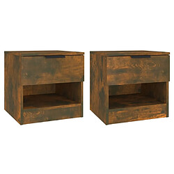 Maison Chic Lot de 2 Tables de chevet - Tables de Nuit Chêne fumé Bois d'ingénierie