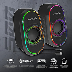 Spirit of Gamer Enceintes PC Bluetooth 5.1 PC haut-parleur 2.0 Alimenté USB JACK 3.5 mm Mâle 12W LED RGB Contrôle du Volume