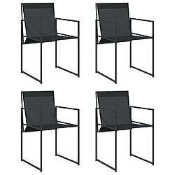 vidaXL Chaises de jardin 4 pcs noir acier et textilène