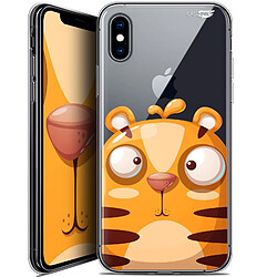 Caseink Coque arrière Apple iPhone Xs / X (5.8 ) Crystal Gel HD [ Nouvelle Collection - Souple - Antichoc - Imprimé en France] Cartoon Tiger