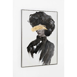 Pegane Tableau peinture à l'huile sur toile, peinte murale avec cadre en bois noir - Longueur 80 x Profondeur 3.5 x Hauteur 120 cm