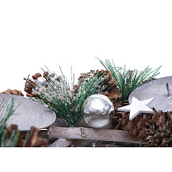 Mendler Couronne de l'Avent HWC-M15, Arrangement de l'Avent Couronne de table Décoration de table de Noël, bois MVG argent Ø 32cm ~ sans bougies