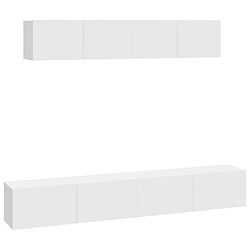 Maison Chic Ensemble de meubles TV 4 pcs | Banc TV Moderne pour salon | Meuble de Rangement - Blanc Bois d'ingénierie -MN38357