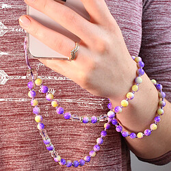 Avizar Bijou Téléphone Bracelet à Perle Marbre 80cm Collection Marble Violet et jaune pas cher