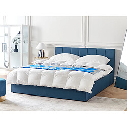 Beliani Lit avec coffre de rangement DREUX 160 x 200 cm Tissu Bleu