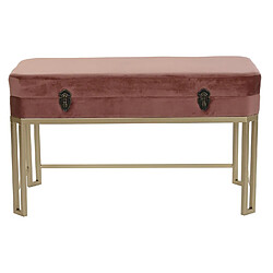 Pegane Set de 2 banquettes en velours rose et métal doré