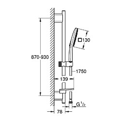 Grohe - Ensemble douche carre Rainshower Smartactive 3 jets