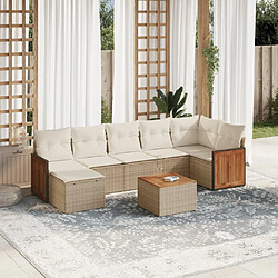 vidaXL Salon de jardin avec coussins 8 pcs beige résine tressée