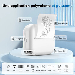 YESKAMO Imprimante d'Étiquettes avec 2 Papier Thermique en Continu, Mini Imprimante Bluetooth Compatible avec iOS et Android