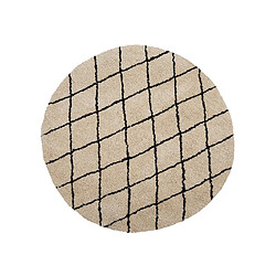 Beliani Tapis rond 140 cm beige et noir MIDYAT