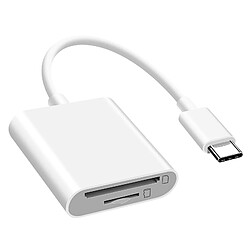 Avizar Lecteur Carte Universel pour micro SD / SD / TF, Adaptateur USB-C - Blanc