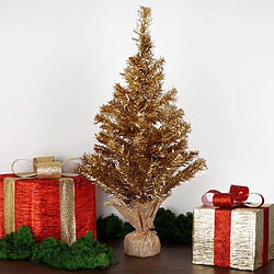 Sapin de Noël, or, décoratif, sapin de Noël décoratif avec toile de jute, 60 cm