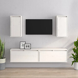 Maison Chic Meubles TV 4 pcs pour salon Blanc Bois massif de pin -MN17876