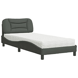 Vidaxl Lit avec matelas gris foncé 80x200 cm tissu