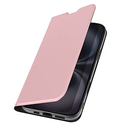 Avizar Étui pour iPhone 16 Soft touch Porte-carte Support Vidéo Rose Poudré