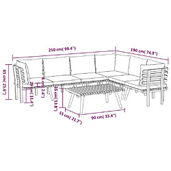 vidaXL Salon de jardin 7 pcs avec coussins Bois d'acacia solide pas cher