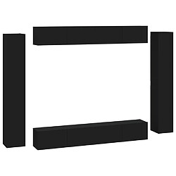 vidaXL Ensemble de meubles TV 8 pcs Noir Bois d'ingénierie