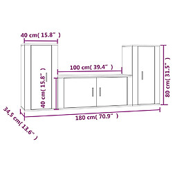 vidaXL Ensemble de meubles TV 3 pcs Blanc brillant Bois d'ingénierie pas cher