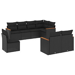 Maison Chic Salon de jardin 8 pcs avec coussins | Ensemble de Table et chaises | Mobilier d'Extérieur noir résine tressée -GKD54794