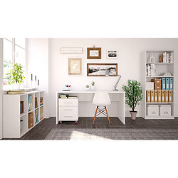 Pegane Bureau coloris blanc - Hauteur 75 x Longueur 160 x Profondeur 68 cm