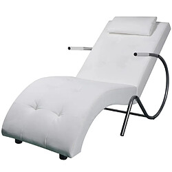 vidaXL Chaise longue avec oreiller Blanc Similicuir