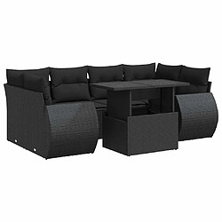 vidaXL Salon de jardin 7 pcs avec coussins noir résine tressée