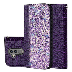 Wewoo Etui à rabat horizontal en cuir texturé texturé avec texture paillettée pour Huawei Mate 20 lite, avec fentes pour cartes et support (Violet)