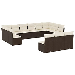 Maison Chic Salon de jardin avec coussins 13 pcs, Ensemble Tables et chaises de jardin, marron résine tressée -GKD792521