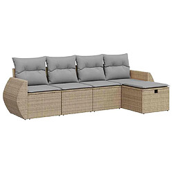 vidaXL Salon de jardin avec coussins 5 pcs beige résine tressée