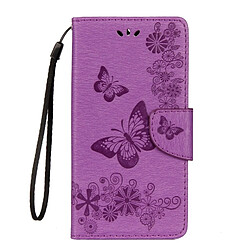 Wewoo Housse Étui Violet pour Huawei Mate 10 Lite Vintage Floral Motif de papillon en relief flip en cuir avec fente carte et titulaire portefeuille lanière