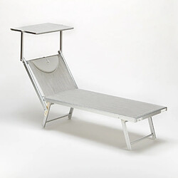 Beach And Garden Design Bain de soleil Chaise longue transats aluminium Santorini 2 pièces, Couleur: Gris pas cher