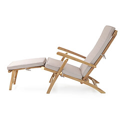 AXI Costa Bain de Soleil en Bois Teck avec Coussin | Transat Jardin ajustable en 4 positions | Chaise Longue pour l'extérieur / le jardin