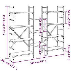 vidaXL Bibliothèque sonoma gris 160x28,5x136,5 cm bois d'ingénierie pas cher