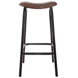 Pegane Tabouret de bar en cuir coloris marron - Dim : L.42 x l.40 x H.75 cm