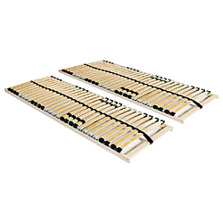 vidaXL Sommiers à lattes sans matelas 2 pcs avec 28 lattes 90x200 cm