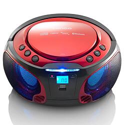 Lenco Radio portable FM et lecteur CD/MP3/USB/Bluetooth® avec éclairage LED SCD-550RD Rouge-Noir