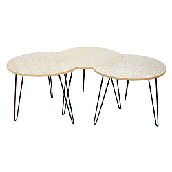 Avis The Home Deco Factory 3 Tables Basses Modulable en Métal et MDF- Beige et Blanc