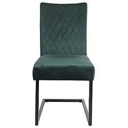 Mendler Lot de 2 chaises cantilever HWC-L15, chaise visiteur chaise de conférence, velours acier époxy ~ vert pas cher