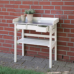 Farm Folklore Table de jardinage en pin et zinc blanc.