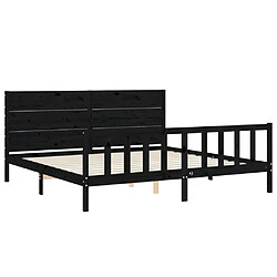 Maison Chic Lit adulte - Cadre Structure de lit avec tête de lit Contemporain noir 200x200 cm bois massif -MN81353 pas cher