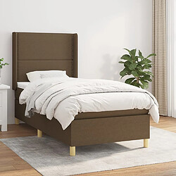 Maison Chic Structures de lit + matelas,Lit à sommier tapissier avec matelas Marron foncé 90x200 cm -MN30414