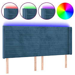 Maison Chic Tête de lit scandinave à LED,meuble de chambre Bleu foncé 163x16x118/128 cm Velours -MN43777