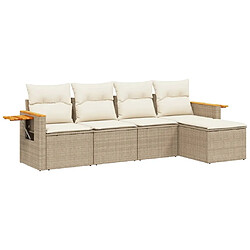 Maison Chic Salon de jardin avec coussins 5 pcs | Ensemble de Table et chaises | Mobilier d'Extérieur beige résine tressée -GKD10081