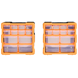 vidaXL Organisateurs multi-tiroirs avec 12 tiroirs 2 pcs 26,5x16x26 cm